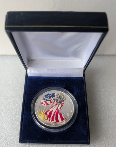 1999 American Eagle Silver Dollar 1 oz Painted .999 Uncirculated In Original Box