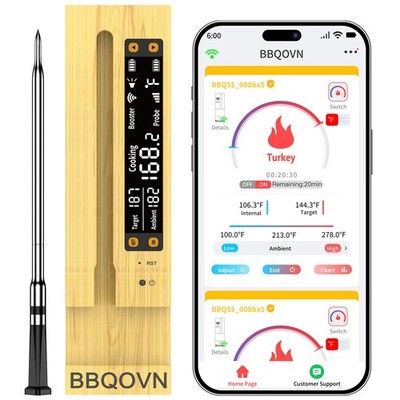 Wireless Meat Thermometer BBQ6 1G Single Probe BBQOVN WiFi Sub-1G Unlimited