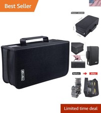 CD DVD Storage Case Wallet Organizer Holder 128 Capacity Portable Black