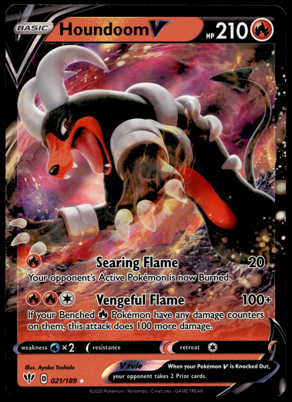 Houndoom V Ultra Rare SWSH03: Darkness Ablaze 021/189 NM
