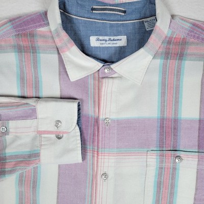 Tommy Bahama Coastline Cord Grand Isle Sandstone Long Sleeve Plaid Shirt XXL