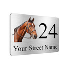 B090 Custom Personalised Address Horse Metal Aluminium Plaque Sign Door Gate