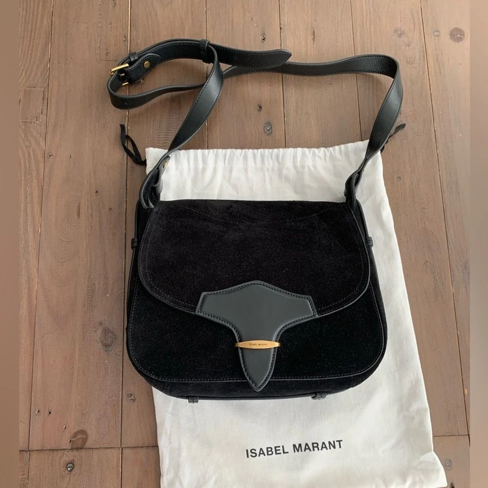 Isabel Marant Botsy Bandolera Cuero Gamuza Negro Nuevo Con Etiquetas Foto 4 de 4