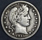 1915 25C BARBER SILVER QUARTER KM# 114 Grade:  F+ A6615