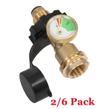 2/6 Pack Universal Propane Tank Gauge & Adapter Dual-Fit POL to Qcc1 For 100lb