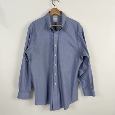 Brooks Brothers 1818 Regent Oxford Dress Shirt 17 4/5 Blue Micro Check Cotton