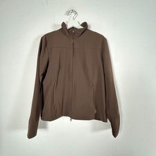 Lucy Womens Brown Full-Zip Active Jacket Large Stretch Lined Lightweight Pockets