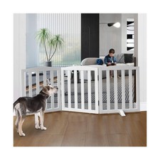 Freestanding Dog Gate Indoor,Doggie Gate Foldable Dog Gates for Doo... Fast Ship