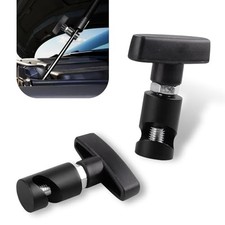 Car Hood Lift Rod Fixing Clip, Alloy Bottom Non-Hole Trunk 2 PCS Black