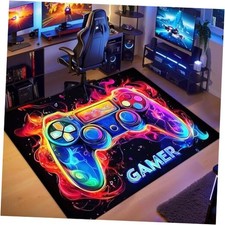 Gaming Area Rug for Boys Bedroom - Purple Gaming Carpet Rug for Kids Boys Room