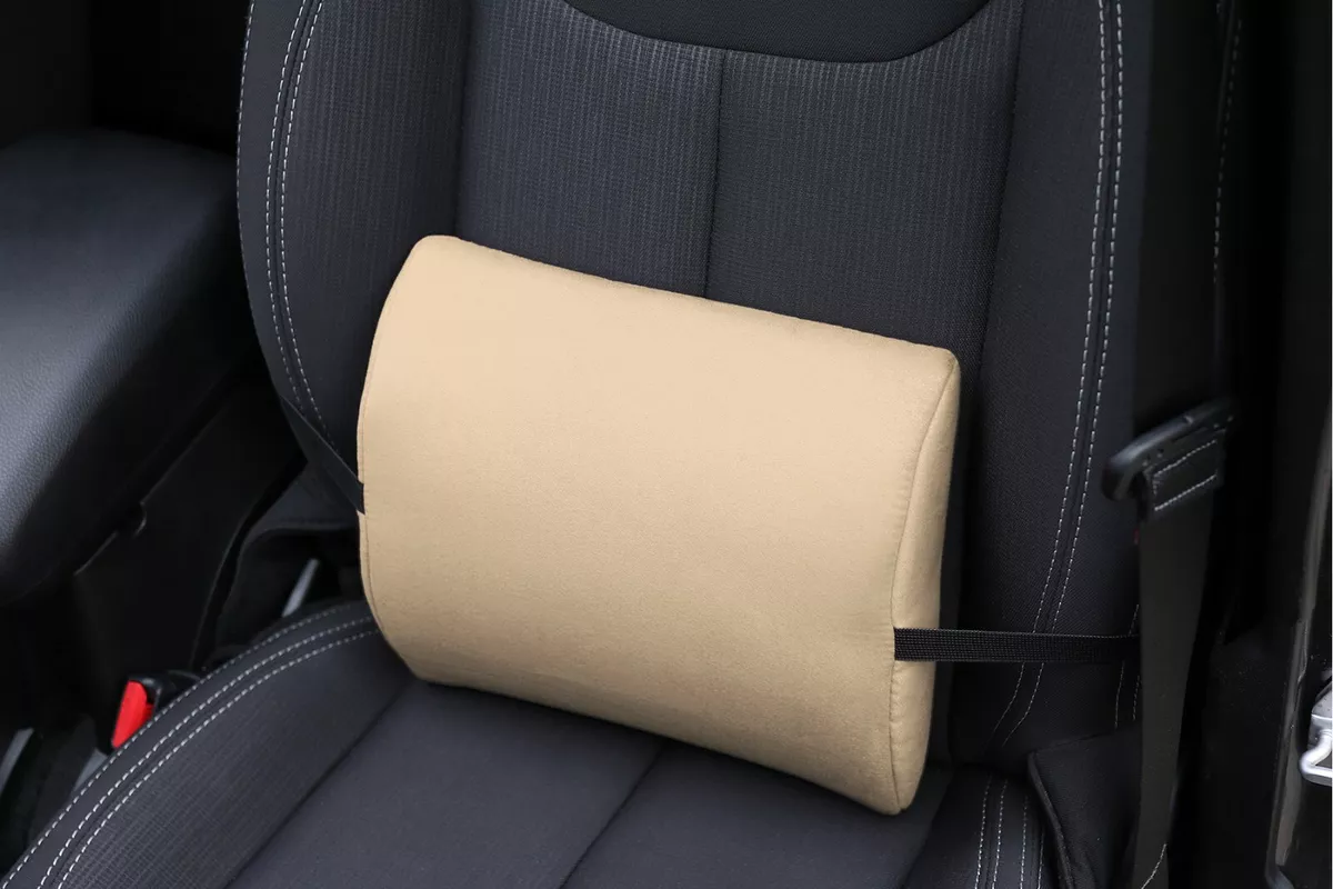 Back Support Lumbar Cushion Memory Foam Travel Pillow Car / Van Seat Chair