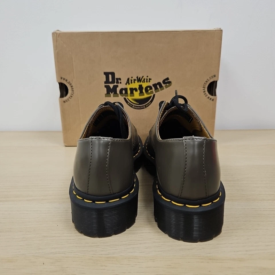 Dr Martens 1461 Khaki Grey Smooth Leather Chunky Bex Shoes Size Uk 5 Eu 38 - Image 4 of 4