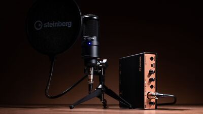 Steinberg UR12B-PS UR12B Podcast Pack with Mic, Mic Stand, and Pop Shield