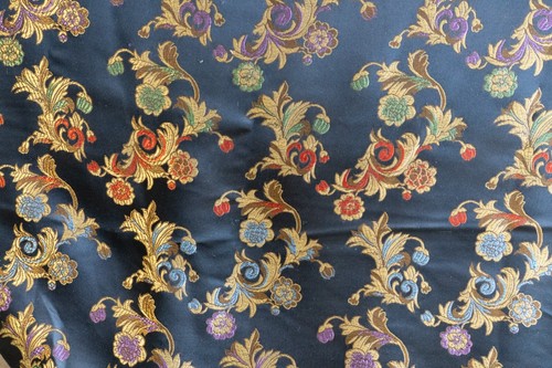 Black satin multicolor floral flower pattern upholstery fabric by the yard - 第 3/8 張圖片