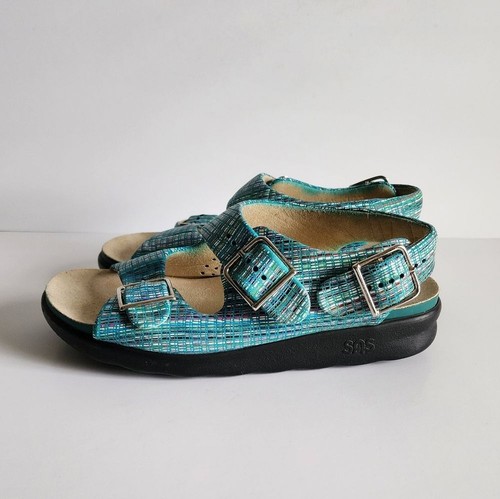 SAS Relaxed Heel Rainbow Teal Women’s Size 6.5W Sandals - Picture 4 of 10