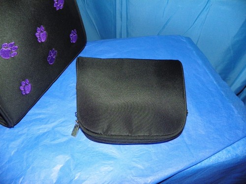 BLACK SATCHEL BAG WITH PURPLE DOG PAWS WITH ACCESSORY POUCH NEW WITH TAGS - Picture 8 of 12