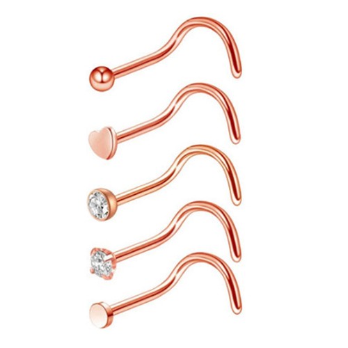 5PCS 20G Tiny Nose Studs Surgical Steel Nose Screw L Shape Bone Studs Rings - Picture 3 of 14
