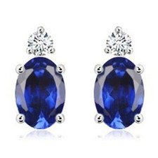 Clous en or blanc 14 carats 4,08 carats saphir bleu naturel et diamant 100 %