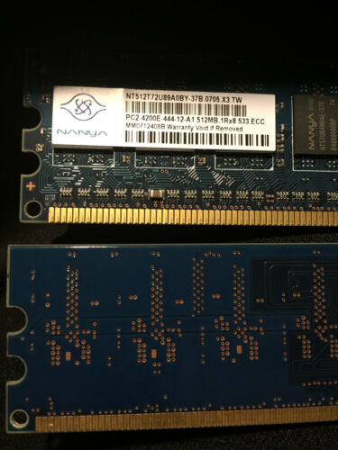 1 GB SET - NANYA 512MB X 2  PC2-4200U DDR2 DESKTOP MEMORY  RAM - LOT OF 2 PIECES - Picture 1 of 2