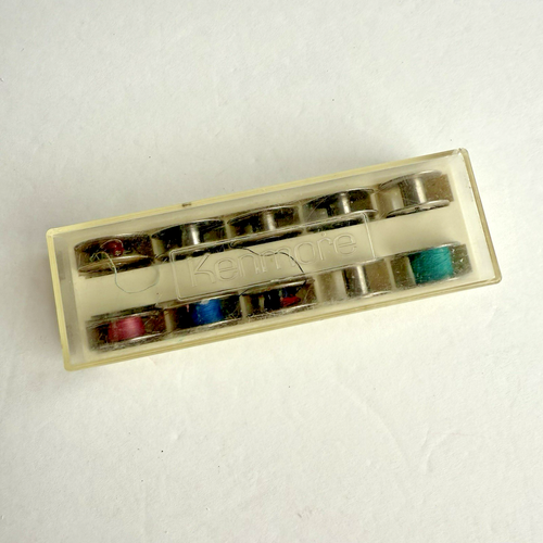 Vintage Sears Kenmore 2 Bobbin Boxes With 10 Domestic Metal Bobbins *READ* - Picture 6 of 12