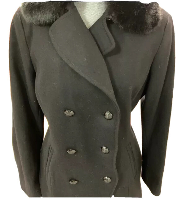 INC International Concepts Women's Black Pea coat Wool Size Large eBay