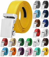 Falari Men Women Unisex Genuine Leather Ratchet Belt Automatic Buckle 8170