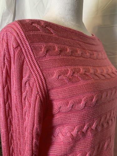 Lauren Ralph Lauren Sweater XL Womens Pink Boat Neck Pullover Cable Knit (W105) - Picture 2 of 7