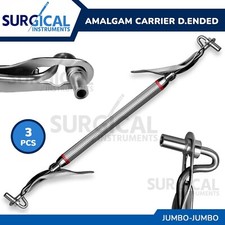 3 Pcs Amalgam Carrier Double Ended Jumbo / Jumbo Dental Filling Set German Grade