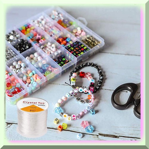 2Pack 0.7mm Elastic String - Versatile Jewelry Cord for DIY Bracelets, Crystal B - Picture 6 of 7
