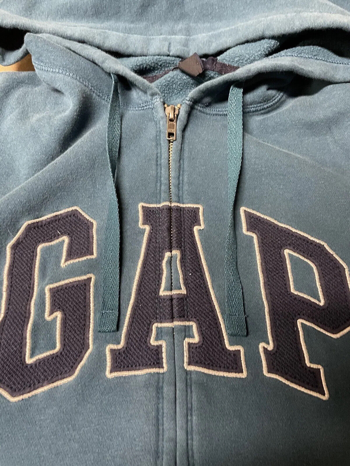 GAP blue zip up hoodie Embroidered Spell out Adul… - image 6