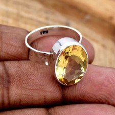 Citrine 925 Sterling Silver Statement Handmade Women Lovely Ring, All Size M1381