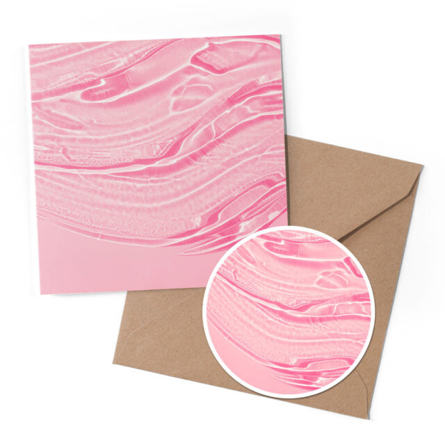 1 x Greeting Card & 10cm Sticker Set - Pink Liquid Gel Effect #51705