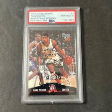 1997 Basketball Rookies #1 Tim Duncan Signed Card AUTO PSA/DNA Slabbed Autograph