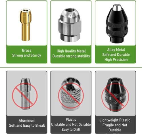 Mandrino trapano serraggio rapido keyless ottone per Dremel 4000 3000 300 200 100 8200 DE - Foto 5 di 7