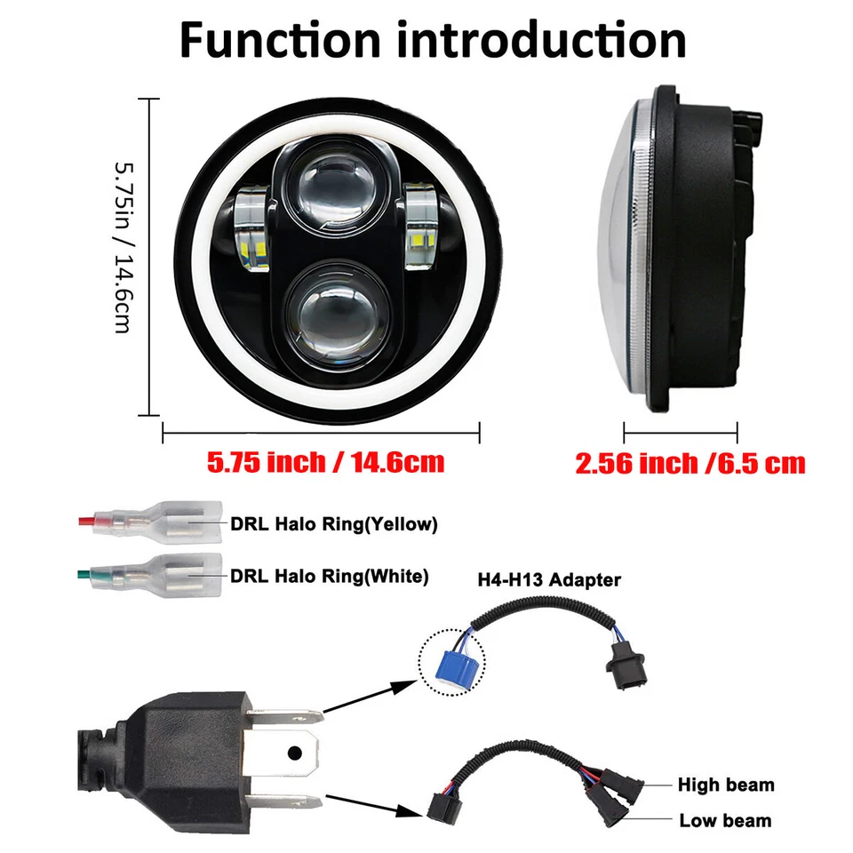 Nuevo haz redondo LED 4 piezas 5,75" pulgadas actualización haz HI/LO para Peterbilt 349 359 Foto 4 de 4