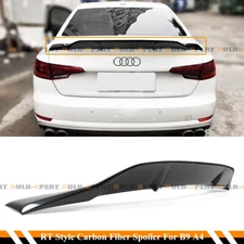 FOR 17-2024 AUDI A4 S4 B9 HIGHKICK DUCKBILL RT STYLE CARBON FIBER TRUNK SPOILER