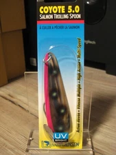 Luhr Jensen Coyote 5.0 Salmon Trolling Spoon - Fluorescent Pink / Chartreuse UV