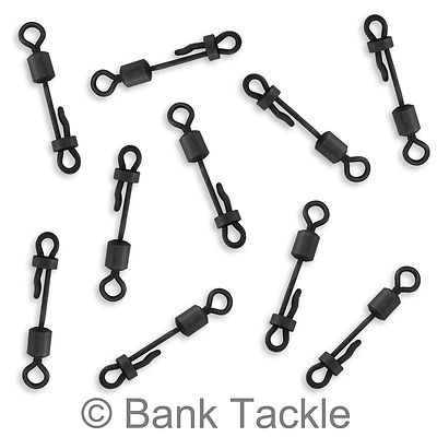10 Schnellwechsel Clam Lock Wirbel Größe 8 schwarz Karpfenangeln Terminal Tackle SK1