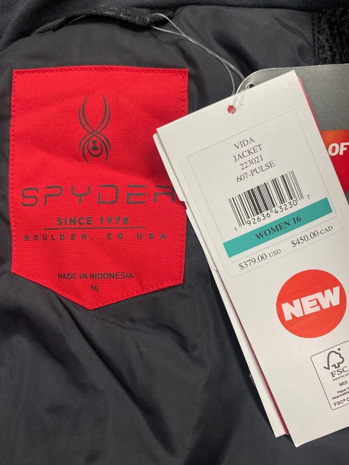 Womens SPYDER Waterproof Insulated RED Ski Jacket $379, Size: 16 - Image 4 of 4