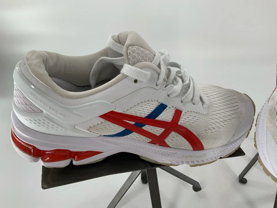 Zapatos para correr Asics Gel Kayano 26 talla 9,5 para mujer blancos rojos azules Tokio YGI A2S-49 Foto 3 de 4