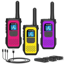 AWANFI Rechargeable 3 Pack Walkie Talkies, Long Range Two Way Radios for Adults