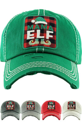 KBETHOS Christmas Holiday Mama Elf Washed Vintage Distressed Baseball Cap Hat