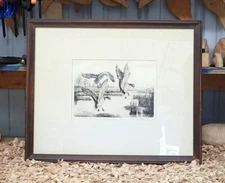 Vintage Pencil Etching "Dropping In"