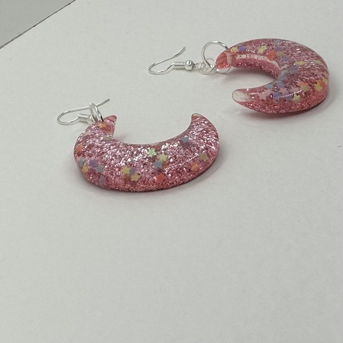 Crescent moon earrings, Star Glitter , Acrylic. 7cm long. Pick your colour - Picture 9 of 45