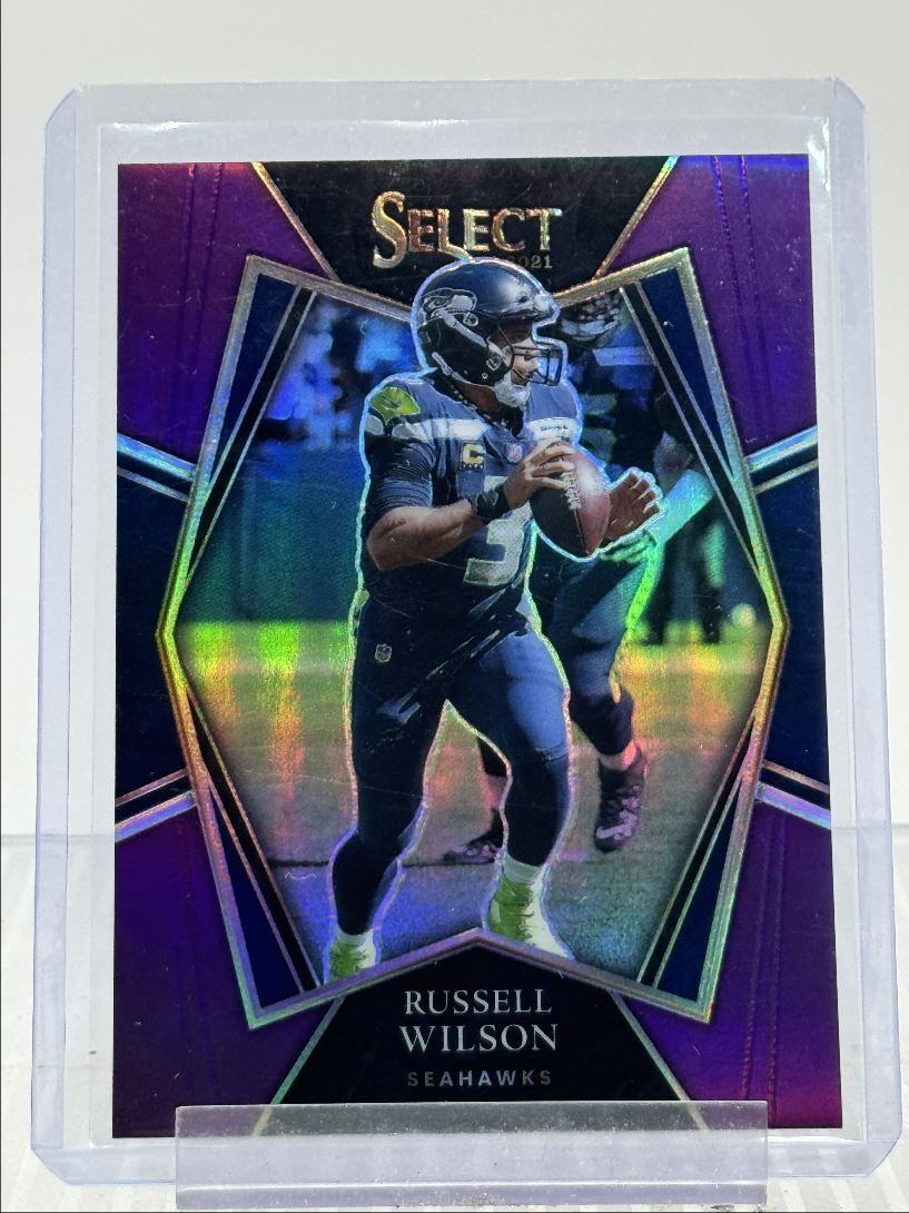RUSSELL WILSON 2021 SELECT PREMIER LEVEL PURPLE PRIZM SEAHAWKS /75 Q0932