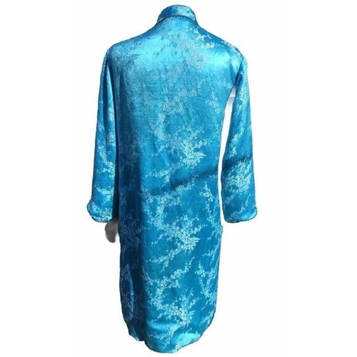 Vtg HTF Chinese Silk Embroidered Kimono Robe Jacket BLUE Asian XS 80s Retro Mod - Picture 5 of 16