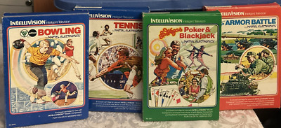 SET of 4  Intellivision Video Game Mattel Cartridge Box overlays Manual NICE!