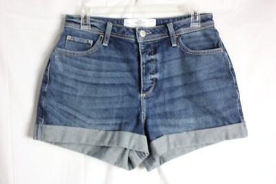 Hollister Button Fly High Rise Mom Shorts 3  Sz 9 / 29w  Denim Blue