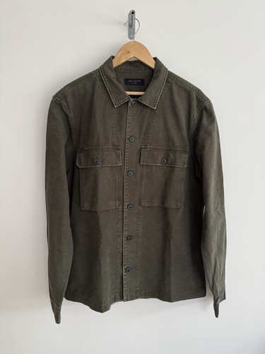 Allsaints "Recon" Shirt Overshirt Shacket im Used Look dunkelgrün XL