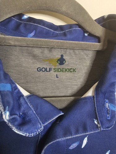 Golf Sidekick Waddaplaya Golf Shirt Men’s XL Blue Feathers Print Short Sleeve - Picture 3 of 6